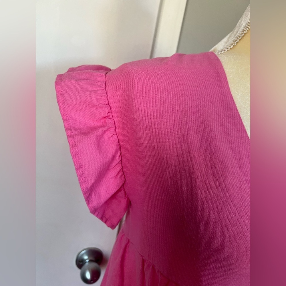 Petal & Pup Woman’s Light Pink Linen Blend Airy Tiered Summer Spring Dress 6 - Picture 4 of 11